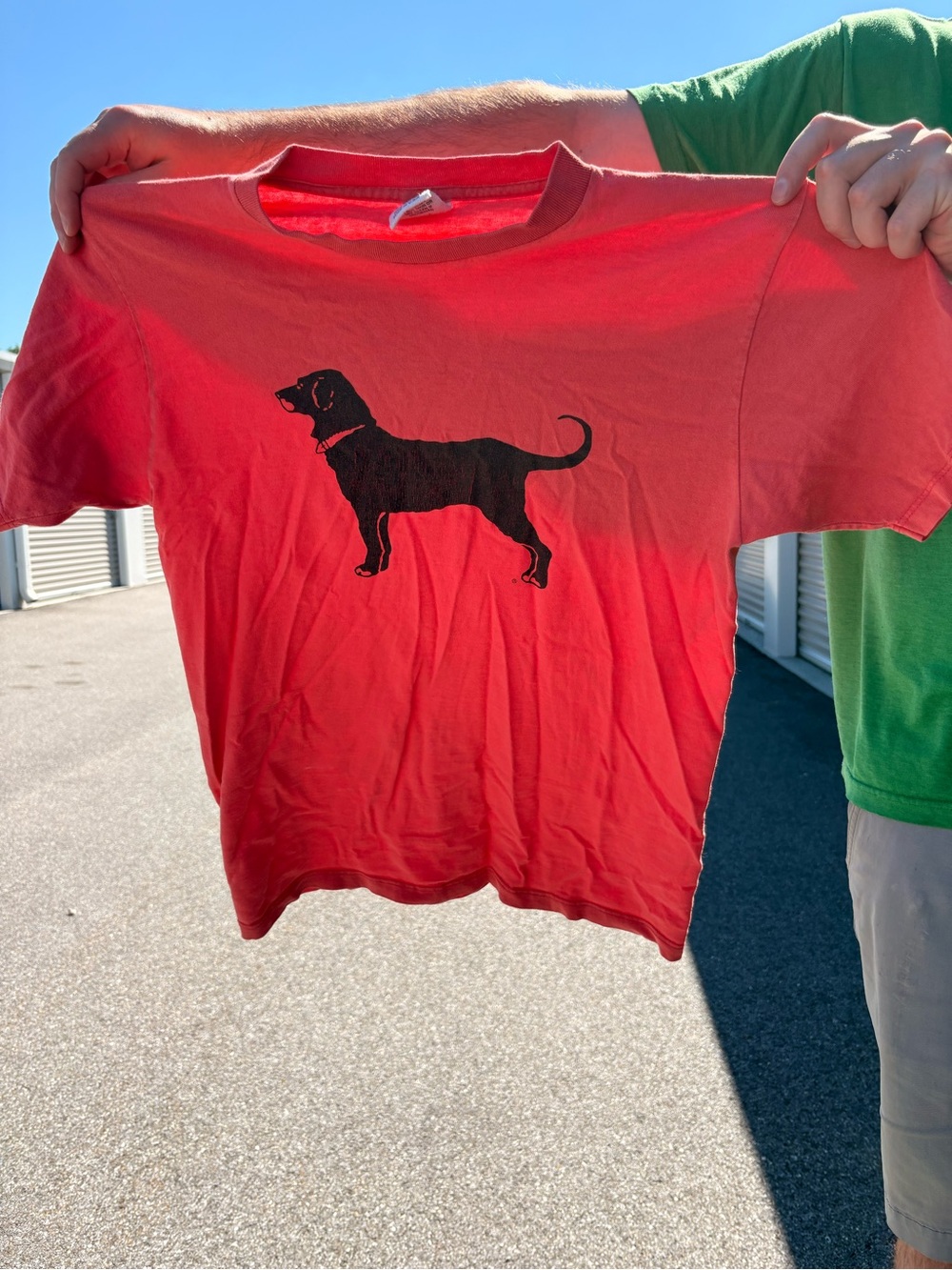 The Black Dog Red Tee with Black Dog Silhouette